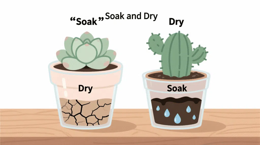 3. Soak and Dry (For Succulents & Cacti)