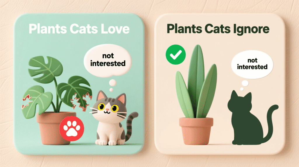 cat-safe houseplants that cats actually ignore, placed on a shelf out of reach in a sunlit living room