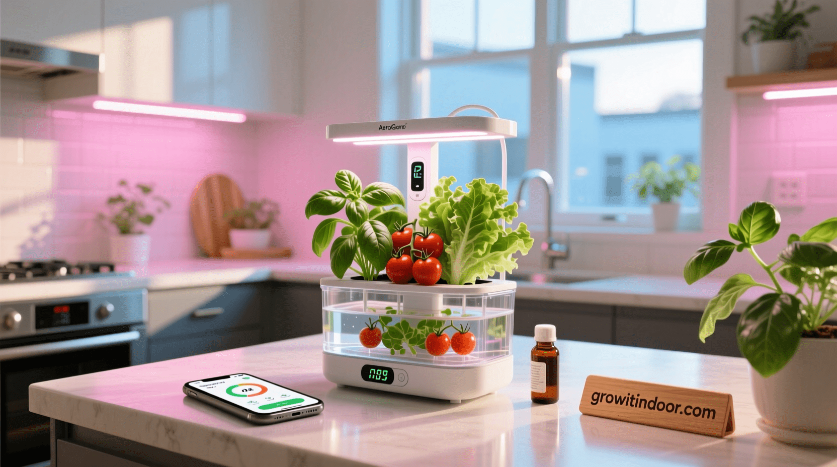 indoor hydroponics for beginners – growing basil and lettuce without soil in a modern kitchen setup