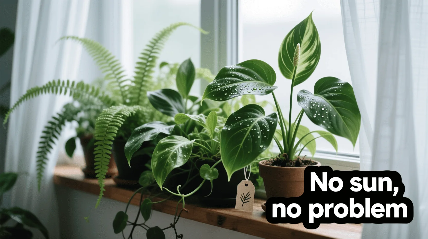 indoor plants for north-facing apartments thriving in soft, indirect light on a windowsill with city view